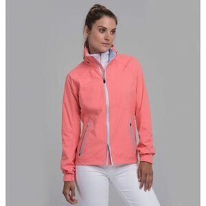 NEW Zero Restriction Olivia Hooded Rain Jacket Golf Orange Size XS Zip UP $250